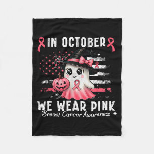 Breast Cancer Shirt For Women In October We Wear N Fleece Blanket