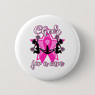 Breast Cancer Shirt Pink Ribbon Cheerleader Button