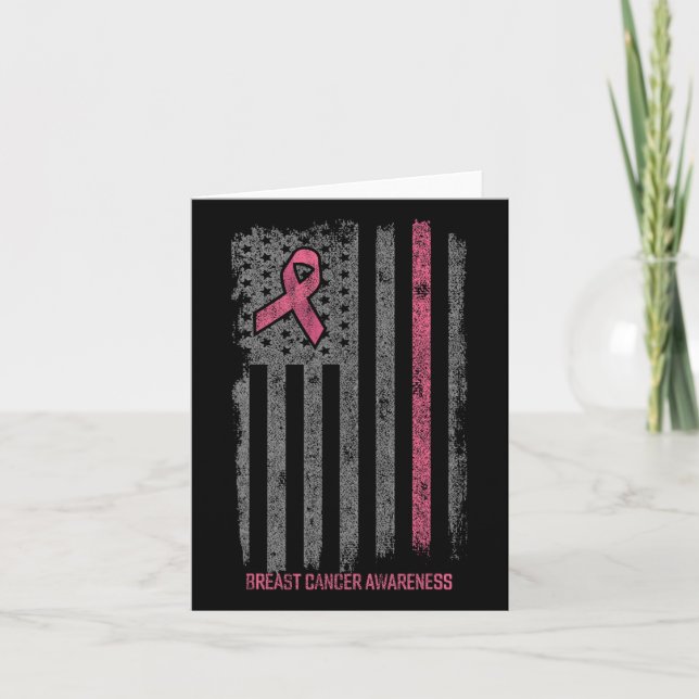 Breast Cancer Shirts American Flag Breast Cancer A Card (Front)