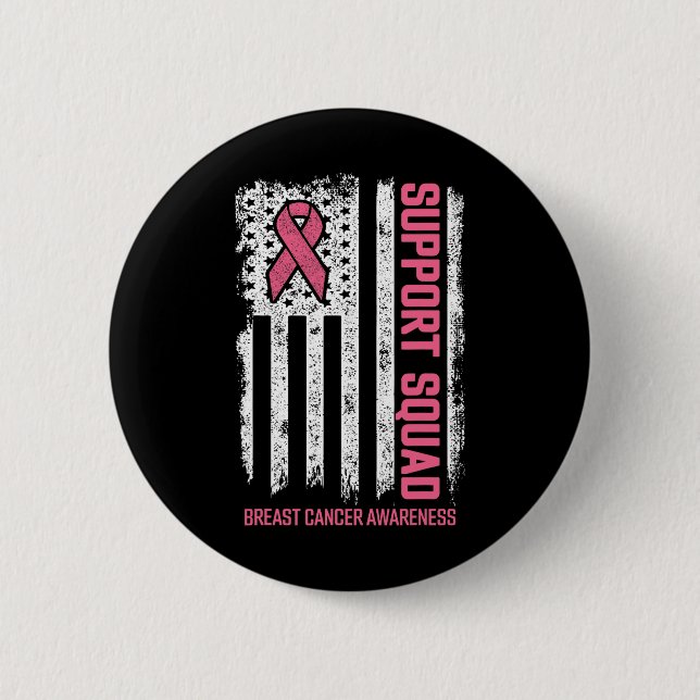 Breast Cancer Shirts Support Squad Breast Cancer A Button (Front)