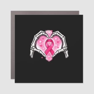 Breast Cancer Skeleton Hand Heart Sign Ribbon Awar