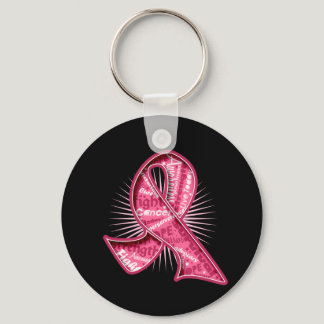 Breast Cancer Slogan Watermark Ribbon Keychain