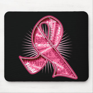Breast Cancer Slogan Watermark Ribbon Mouse Pad