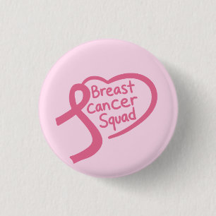 Breast Cancer Squad Pink Awareness Ribbon Heart  Button