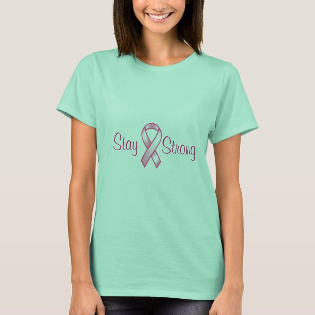 Breast Cancer Stay Strong Pink Ribbon T-Shirt (Front)