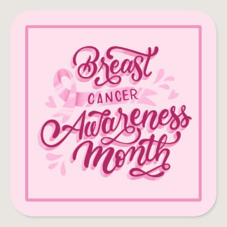 Breast Cancer Stickers-Pink Ribbon Square Sticker