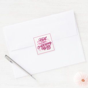 Breast Cancer Stickers-Pink Ribbon Square Sticker