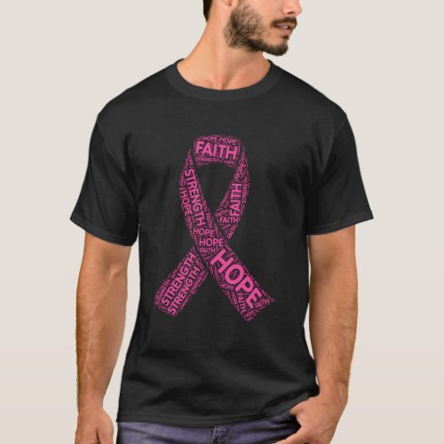 Breast Cancer Strength Hope Faith Word T_Shirt