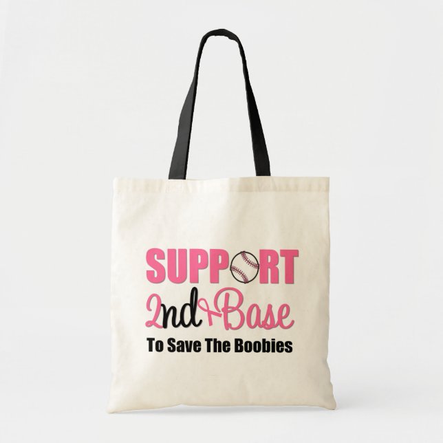 Breast Cancer Support 2nd Base Tote Bag (Front)