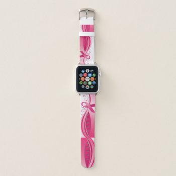 Breast Cancer Support Awareness Pink Ribbon White Apple Watch Band by Frasure_Studios at Zazzle