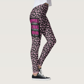Breast Cancer Support Black Leggings YOUR NAME