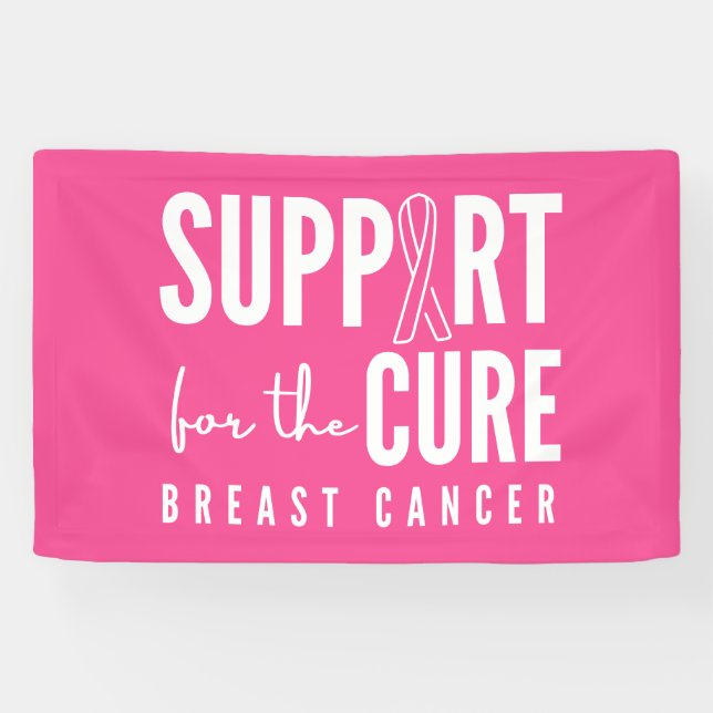 breast cancer support cure Banner Sign pink (Horizontal)