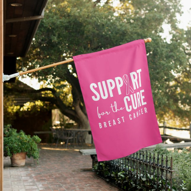 breast cancer support cure House Flag pink (In SItu)