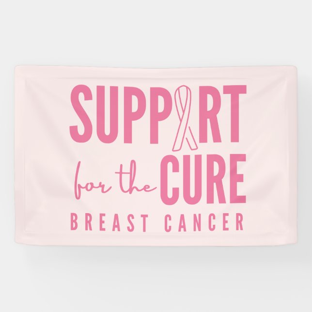 breast cancer support cure pink Banner Large Sign  (Horizontal)