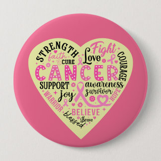 Breast Cancer Support Heart Button