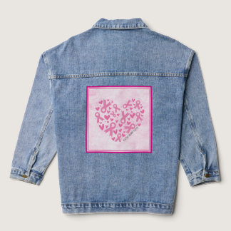 Breast Cancer Support Heart - Pink Ribbons Denim Jacket