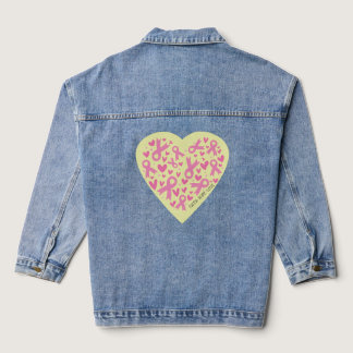 Breast Cancer Support Heart - Pink Ribbons Denim Jacket