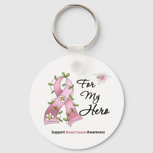 Breast Cancer Support Hero Keychain
