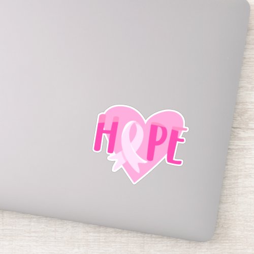 Breast Cancer Support Hope Pink Ribbon heart Sticker