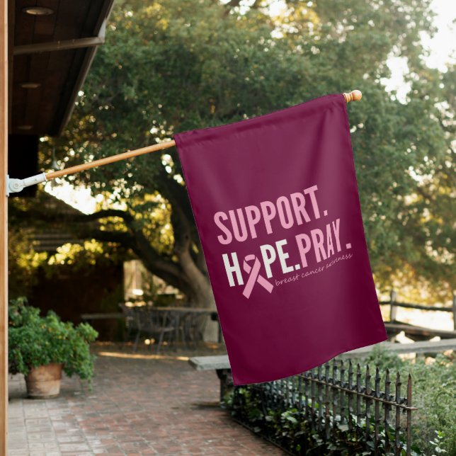 breast cancer support hope pray House Flag Outdoor (In SItu)