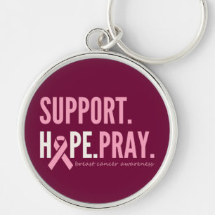 breast cancer support hope pray Keychain pink