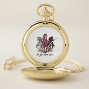 Breast Cancer Support Horse Vector Shirt Design_1 Pocket Watch