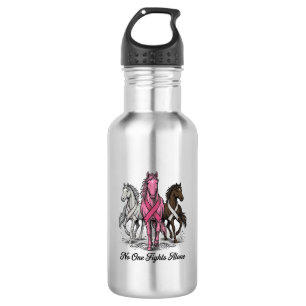 Breast Cancer Support Horse Vector Shirt Design_1 Stainless Steel Water Bottle
