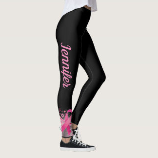 Breast Cancer Support Pink Ribbon Leggings NAME