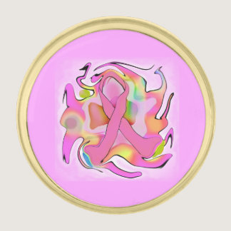 Breast Cancer Support Psychedelic Pink Ribbon Pin