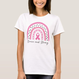 Breast Cancer Support Rainbow - Brave and Strong T-Shirt