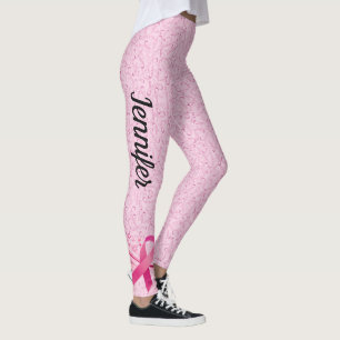 Breast Cancer Support Ribbon Leggings YOUR NAME