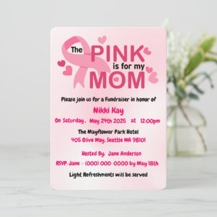 Breast Cancer Support Team Pink Ribbon Personalize Invitation