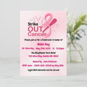 Breast Cancer Support Team Pink Ribbon Personalize Invitation