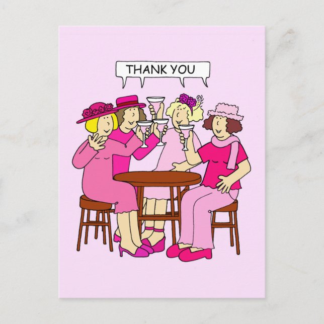 Breast Cancer Support Thank you Ladies in Pink Postcard (Front)