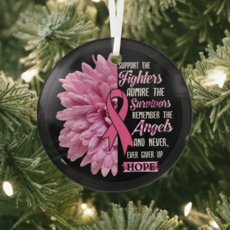 Breast Cancer Support The Fighters Gift For Her T- Glass Ornament