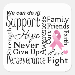 Breast Cancer Supportive Words Square Sticker