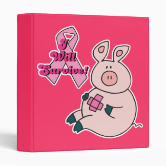 Breast Cancer Survive Awareness Pig 3 Ring Binder