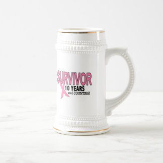 BREAST CANCER SURVIVOR 10 Years & Counting Beer Stein