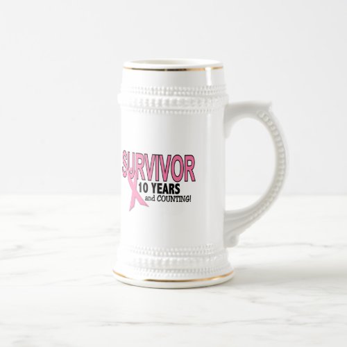 BREAST CANCER SURVIVOR 10 Years  Counting Beer Stein