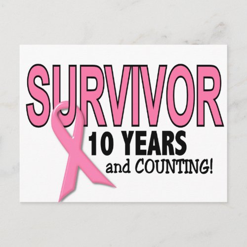 BREAST CANCER SURVIVOR 10 Years  Counting Postcard