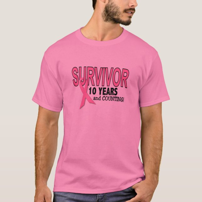BREAST CANCER SURVIVOR 10 Years & Counting T-Shirt (Front)