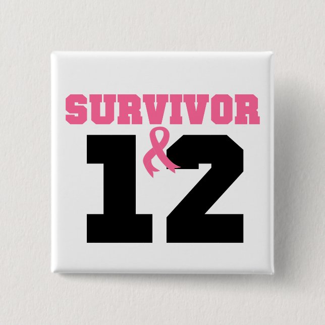 Breast Cancer Survivor 12 Years Button (Front)