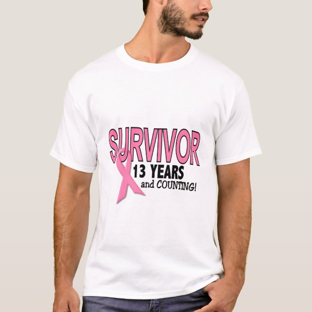 BREAST CANCER SURVIVOR 13 Years & Counting T-Shirt (Front)