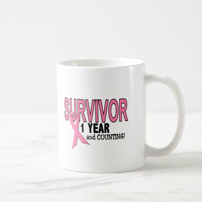 BREAST CANCER SURVIVOR 1 Year & Counting Coffee Mug (Right)