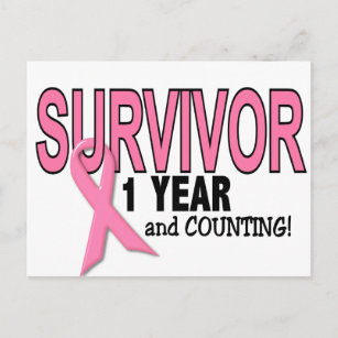 BREAST CANCER SURVIVOR 1 Year & Counting Postcard
