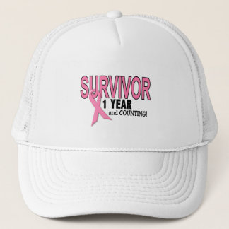 BREAST CANCER SURVIVOR 1 Year & Counting Trucker Hat