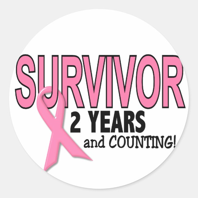 BREAST CANCER SURVIVOR 2 Years & Counting Classic Round Sticker (Front)