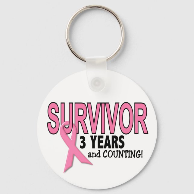 BREAST CANCER SURVIVOR 3 Years & Counting Keychain (Front)