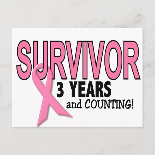 BREAST CANCER SURVIVOR 3 Years  Counting Postcard