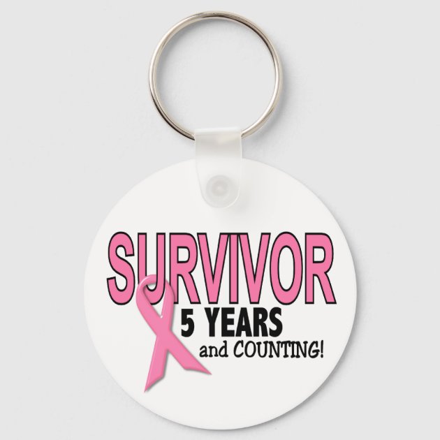 BREAST CANCER SURVIVOR 5 Years & Counting Keychain | Zazzle